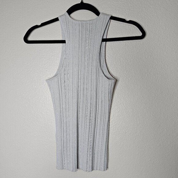 Madewell XS Tank Top Silver Grey Shimmer Ribbed Knit Capsule Minimalist - Picture 6 of 6